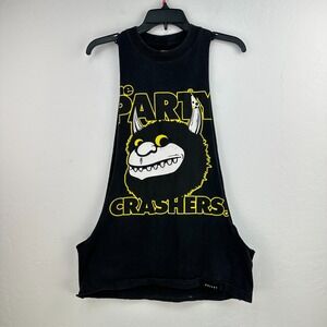 Orisue Muscle Tee Mens M Black Yellow The Party Crashers Crossfit Workout Lift‎